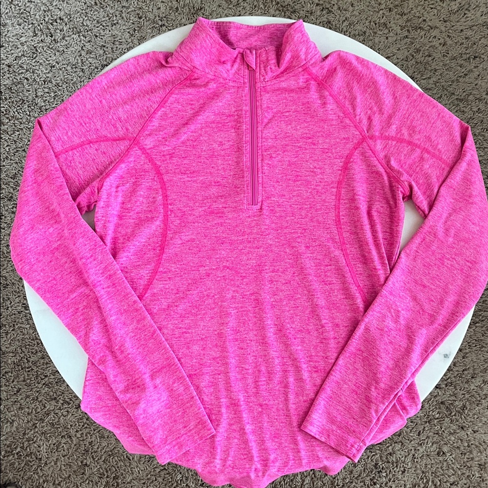 Danskin Quarter-Zip Pullover Jacket Medium Heathered Pink Long Sleeve